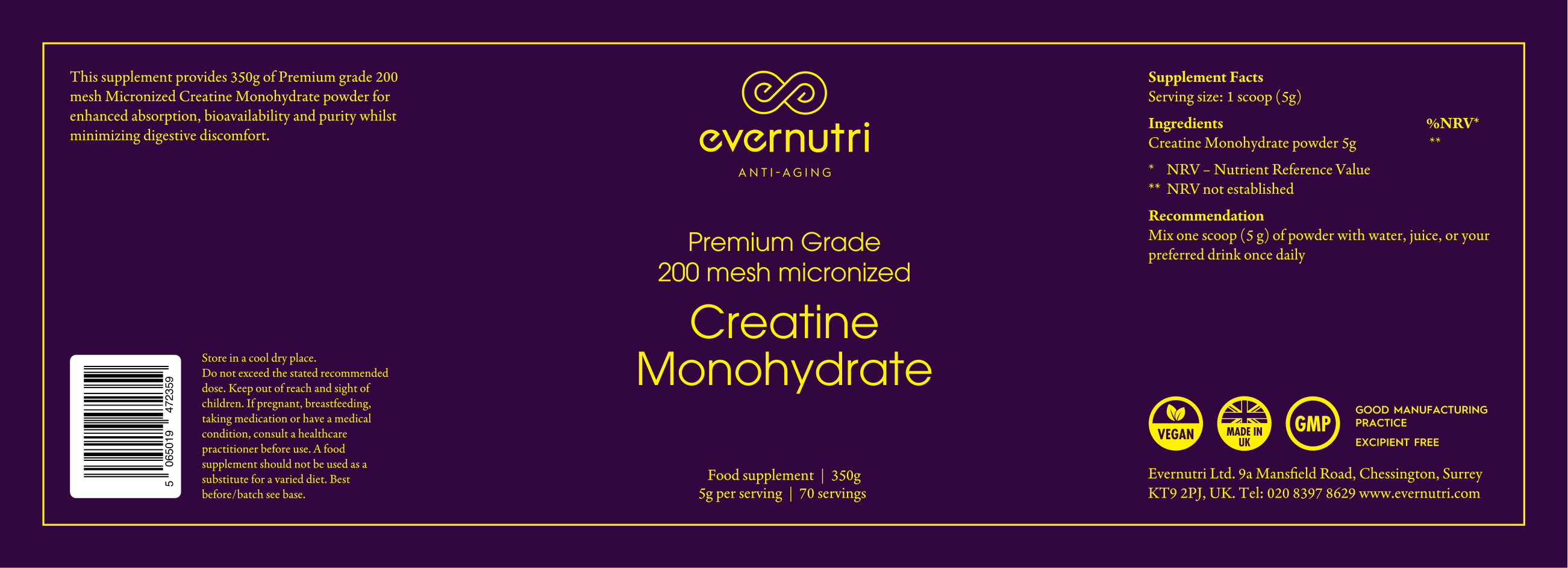 Creatine Monohydrate 200 Mesh