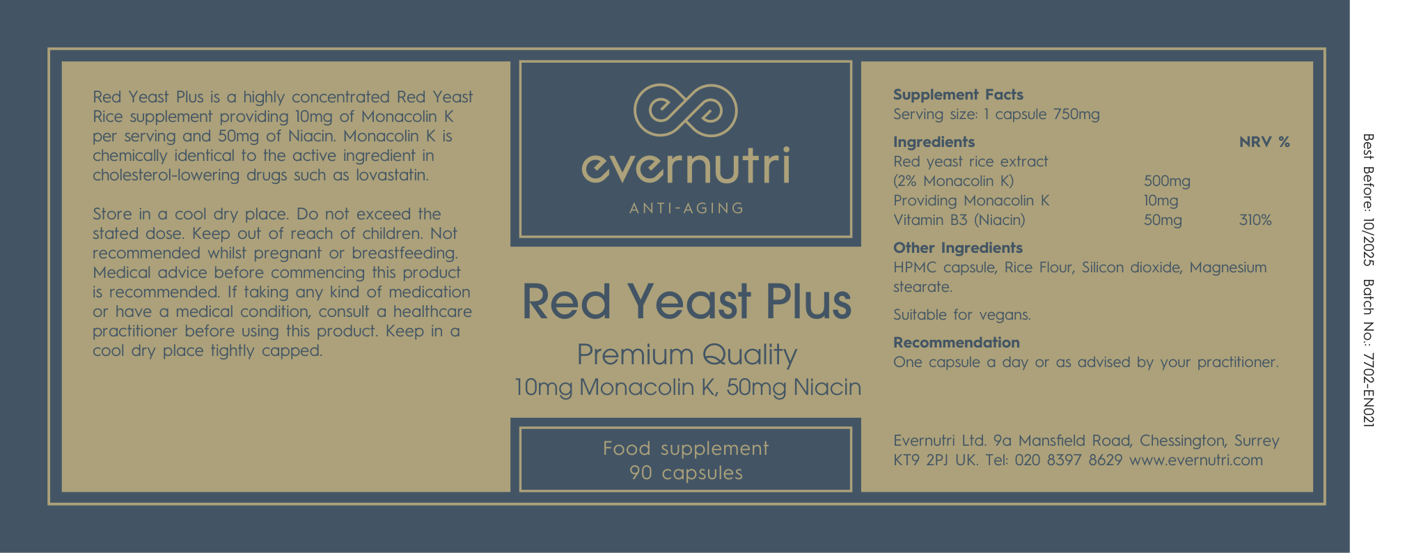 Red Yeast Plus (10mg Monacolin K 50mg Niacin)